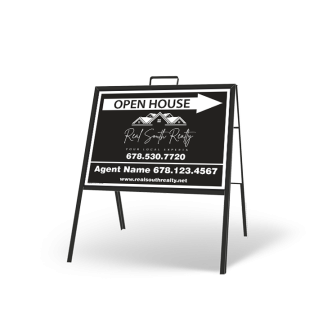24" X 18" FOLDING "A" FRAME W/ TWO 24"X18" STYRENE CUSTOM PRINTED INSERTS For  Real South Realty