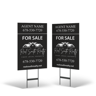 Real South Realty 18"X28" 2-Sided Yard Sign with Stand, STYRENE or Reflective