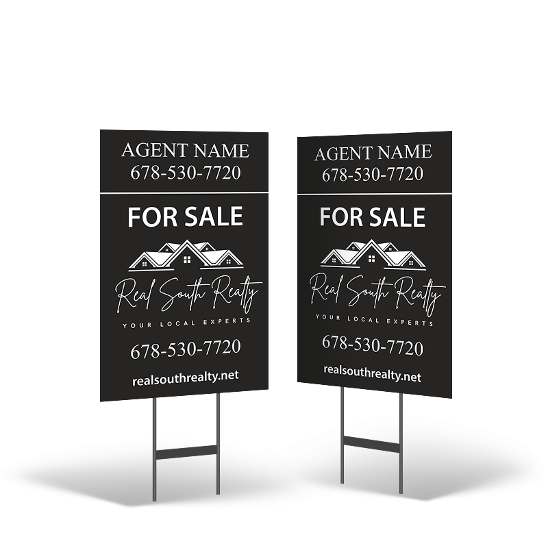 Real South Realty 18"X28" 2-Sided Yard Sign with Stand, STYRENE or Reflective