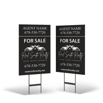 Real South Realty 18"X28" 2-Sided Yard Sign with Stand, STYRENE or Reflective