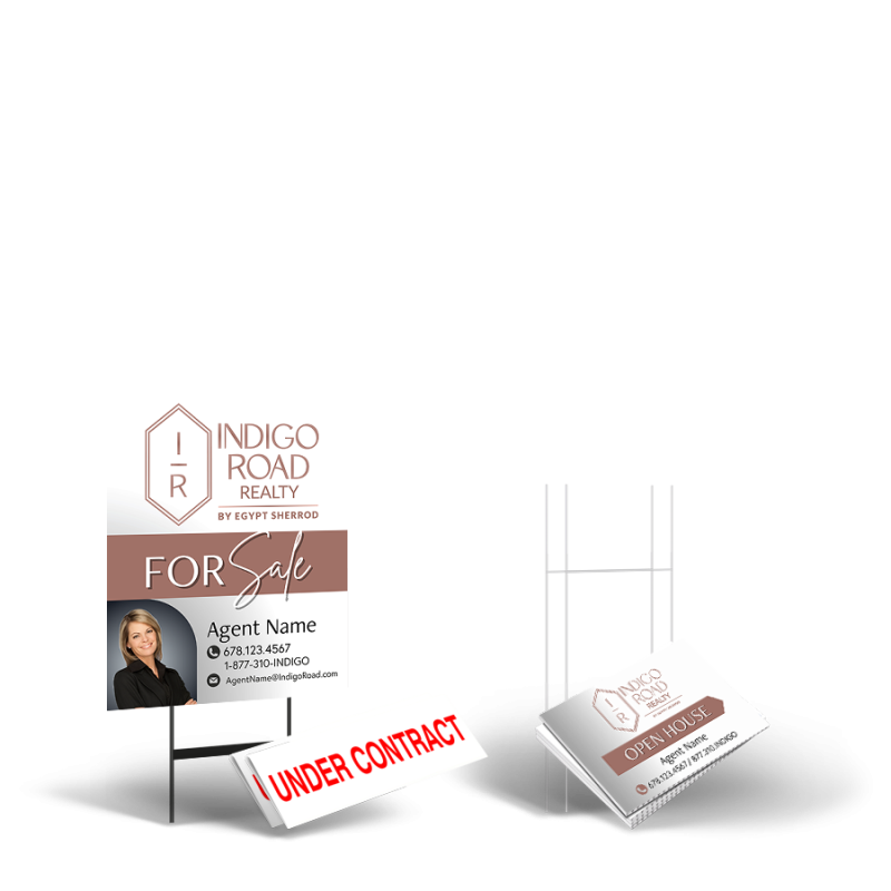 Indigo Road Realty Starter Package: 24x30 Yard Sign, Directionals, Stands, Clip-Ons