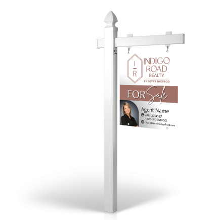 5' Easy Arm Post with 24"x30" Two-Sided Hanging Panels:Styrene,Reflective,Aluminum for Indigo Road Realty