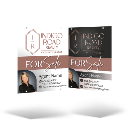 24"x30" Styrene/Aluminum Two-Sided Hanging Panel w/ Grommets, Reflective Options for  Indigo Road Realty