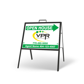 24" X 18" FOLDING "A" FRAME W/ TWO 24"X18" STYRENE CUSTOM PRINTED INSERTS For Virtual Properties Realty