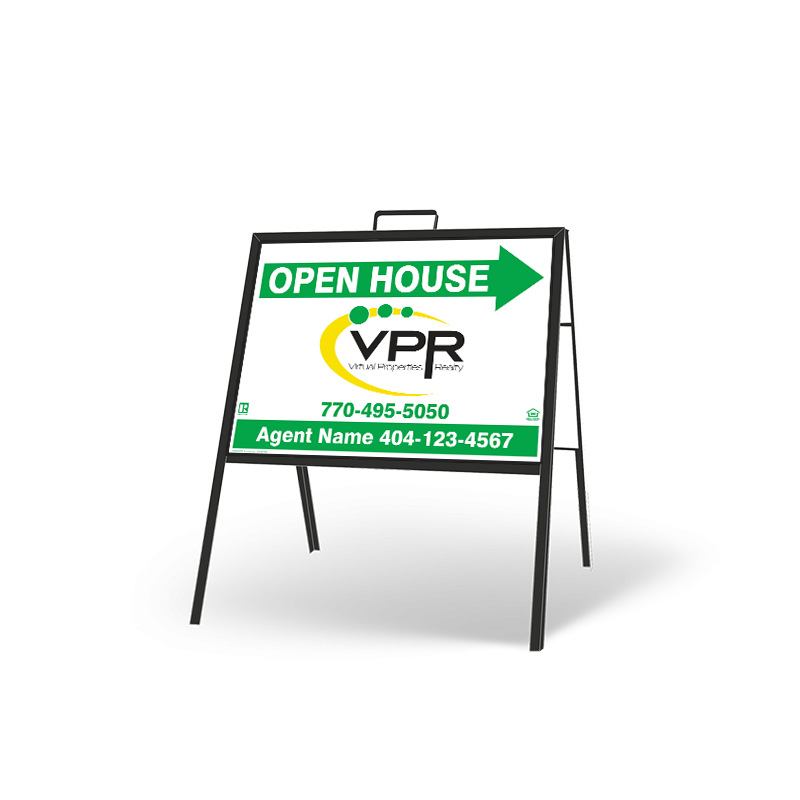 24" X 18" FOLDING "A" FRAME W/ TWO 24"X18" STYRENE CUSTOM PRINTED INSERTS For Virtual Properties Realty