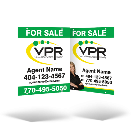 24x30 Two-Sided Styrene/Aluminum Hanging Panel w/ Grommets for Virtual Properties Realty