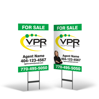 Virtual Properties Realty 18"X28" 2-Sided Yard Sign with Stand, STYRENE or Reflective