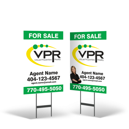 Virtual Properties Realty 18"X28" 2-Sided Yard Sign with Stand, STYRENE or Reflective
