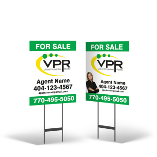 18"x24" Two-Sided Styrene/Reflective Yard Sign on Black Powder-Coated Stand For Virtual Properties Realty