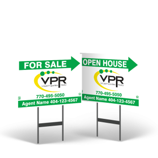 18"x14" Two-Sided Styrene/Reflective Yard Sign on Black Powder-Coated Stand, Virtual Properties Realty
