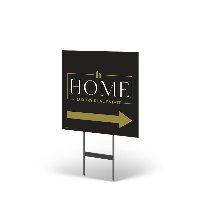 Home Real Estate:18"x18"Two-Sided Styrene Yard Sign:Standard&Reflective on Black Stand