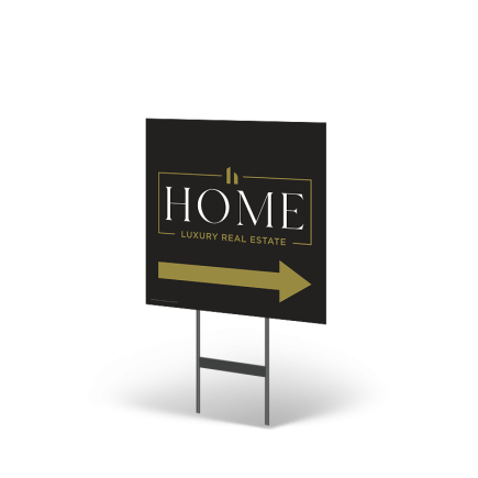 Home Real Estate:18"x18"Two-Sided Styrene Yard Sign:Standard&Reflective on Black Stand