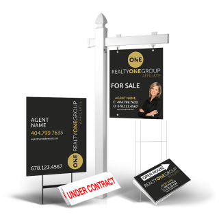 Grand Slam Package Realty ONE Affiliate: 6' Post, Two-Sided 24"x30" Panels, Directionals, Stakes, Clip-Ons
