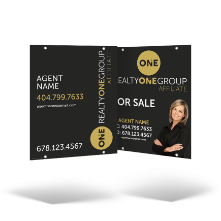 24x30 Two-Sided Styrene/Aluminum Hanging Panel w/ Grommets for Realty ONE Affiliate