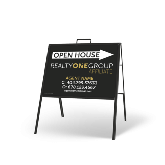 24" X 18" FOLDING "A" FRAME W/ TWO 24"X18" STYRENE CUSTOM PRINTED INSERTS For Realty ONE Affiliate