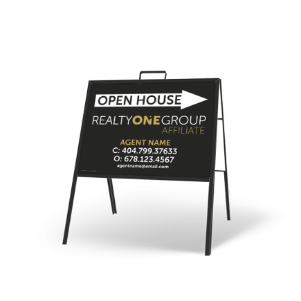 24" X 18" FOLDING "A" FRAME W/ TWO 24"X18" STYRENE CUSTOM PRINTED INSERTS For Realty ONE Affiliate