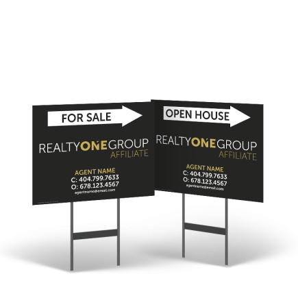 18"x14" Two-Sided Styrene/Reflective Yard Sign on Black Powder-Coated Stand, Realty ONE Affiliate