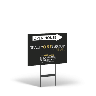 18"x14" Two-Sided Styrene/Reflective Yard Sign on Black Powder-Coated Stand, Realty ONE Affiliate