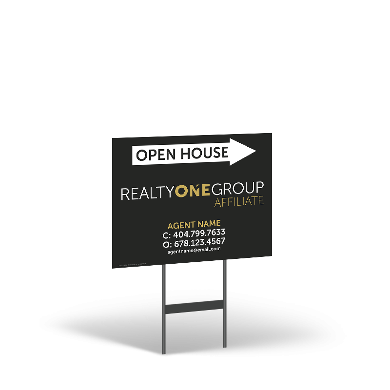 18"x14" Two-Sided Styrene/Reflective Yard Sign on Black Powder-Coated Stand, Realty ONE Affiliate