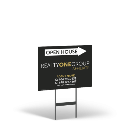 18"x14" Two-Sided Styrene/Reflective Yard Sign on Black Powder-Coated Stand, Realty ONE Affiliate