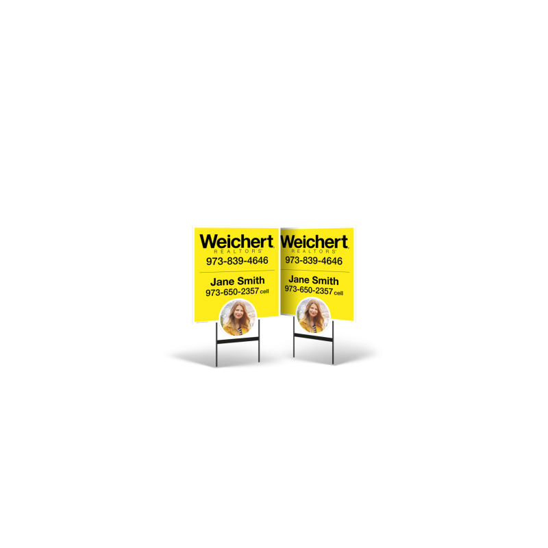 24"X30" Styrene Die-Cut Yard Sign W/Agent Photo Two Sided On Black Stand For Weichert Capital Region