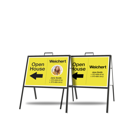 24x18" Folding A-Frame & 2 Custom Styrene Inserts For Weichert Capital Region