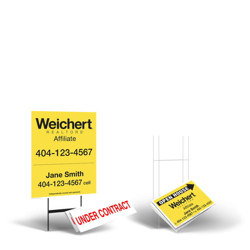 Weichert Affiliate Starter Package: 24x30 Yard Sign, Directionals, Stands, Clip-Ons