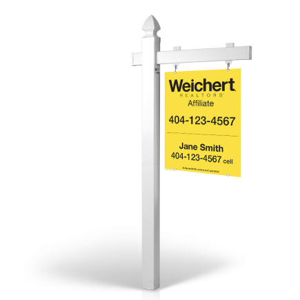 6' Easy Arm Post with 24"x30" Two-Sided Hanging Panels: Styrene, Aluminum, & Reflective Options for Weichert Affiliate