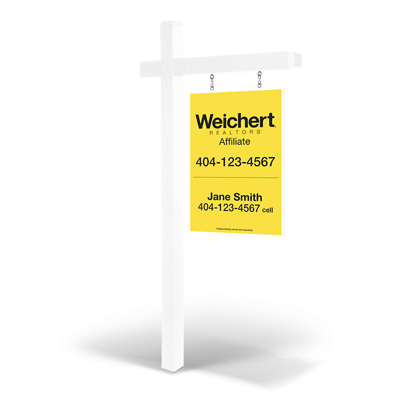 2X3' Custom Wooden 2-Sided Hanging Panel  in Non Reflective with Wooden Arm Post&Installation For Weichert Affiliate