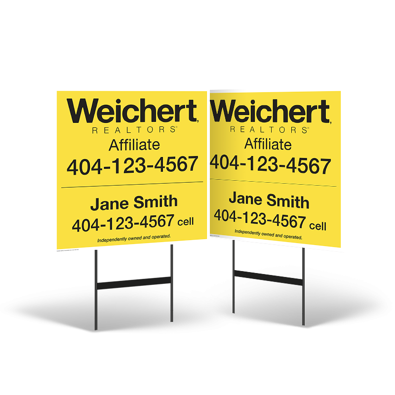 24"x24" Two-Sided Styrene Yard Sign on Black Stand for Weichert Affiliate