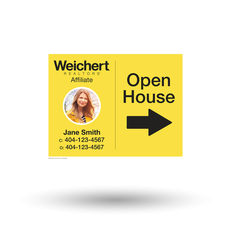 18"x14" Two-Sided Styrene/Reflective Yard Sign on Black Powder-Coated Stand, Weichert Affiliate