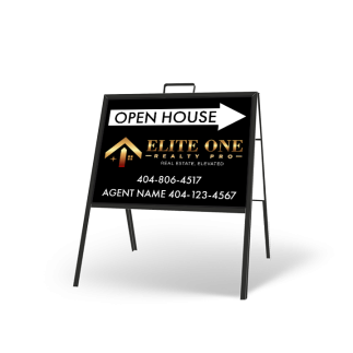 24" X 18" FOLDING "A" FRAME W/ TWO 24"X18" STYRENE CUSTOM PRINTED INSERTS For Elite One Realty Pro