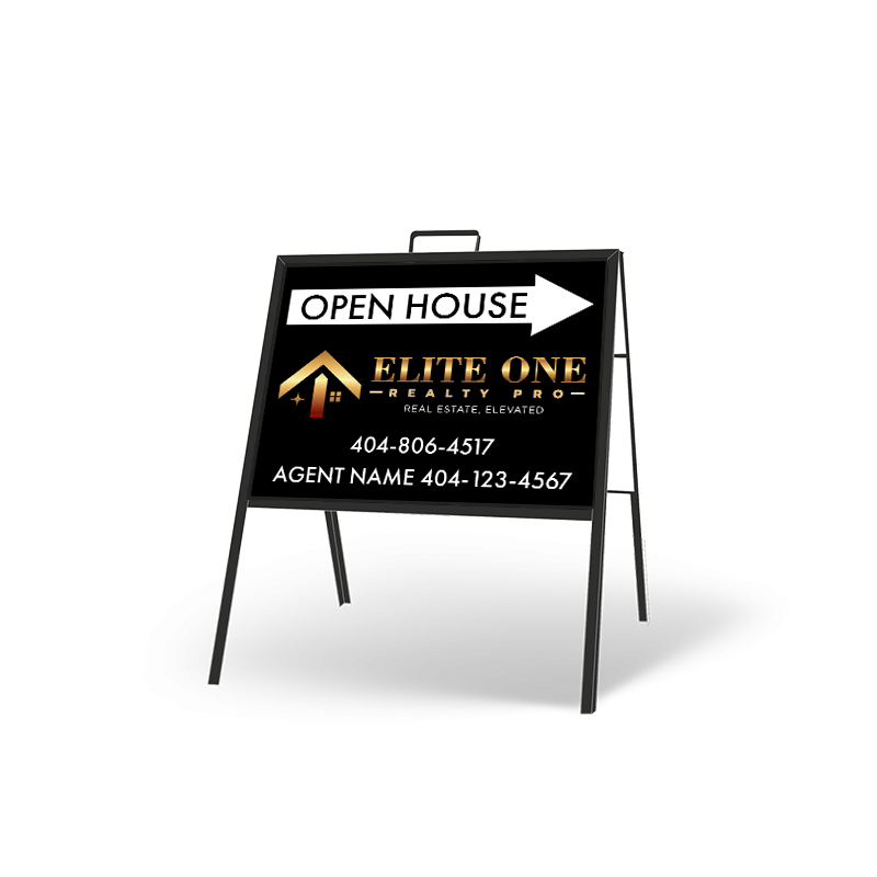 24" X 18" FOLDING "A" FRAME W/ TWO 24"X18" STYRENE CUSTOM PRINTED INSERTS For Elite One Realty Pro
