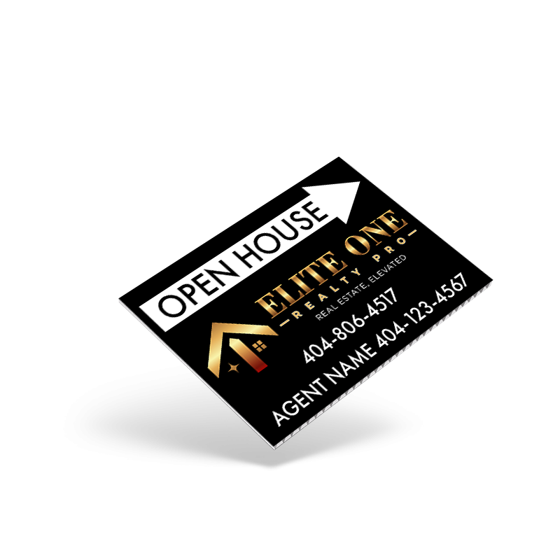 18"X12" TWO SIDED CUSTOM PRINTED COROPLAST SIGN PANEL for Elite One Realty Pro