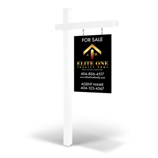 2X3' Wooden2-Sided Hanging Panel  in Reflective or Non Reflective with Wooden Arm Post & Installation For Elite One Realty Pro