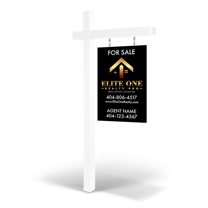 2X3' Wooden2-Sided Hanging Panel  in Reflective or Non Reflective with Wooden Arm Post & Installation For Elite One Realty Pro