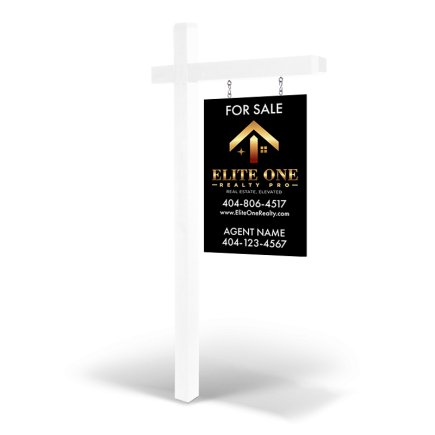 2X3' Wooden2-Sided Hanging Panel  in Reflective or Non Reflective with Wooden Arm Post & Installation For Elite One Realty Pro