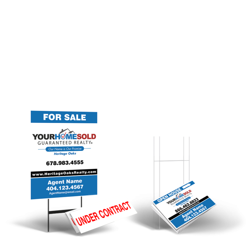 Heritage Oaks Realty Starter Package: 24x30 Yard Sign, Directionals, Stands, Clip-Ons