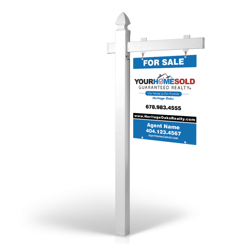 5' Easy Arm Post with 24"x30" Two-Sided Hanging Panels:Styrene,Reflective,Aluminum for Heritage Oaks Realty 5' Easy Arm Post with 24"x30" Two-Sided Hanging Panels:Styrene,Reflective,Aluminum for Heritage Oaks Realty