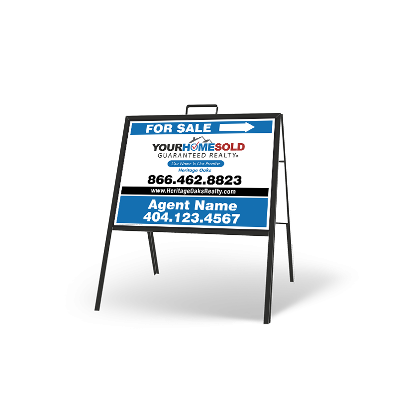 24" X 18" FOLDING "A" FRAME W/ TWO 24"X18" STYRENE CUSTOM PRINTED INSERTS for Heritage Oaks Realty