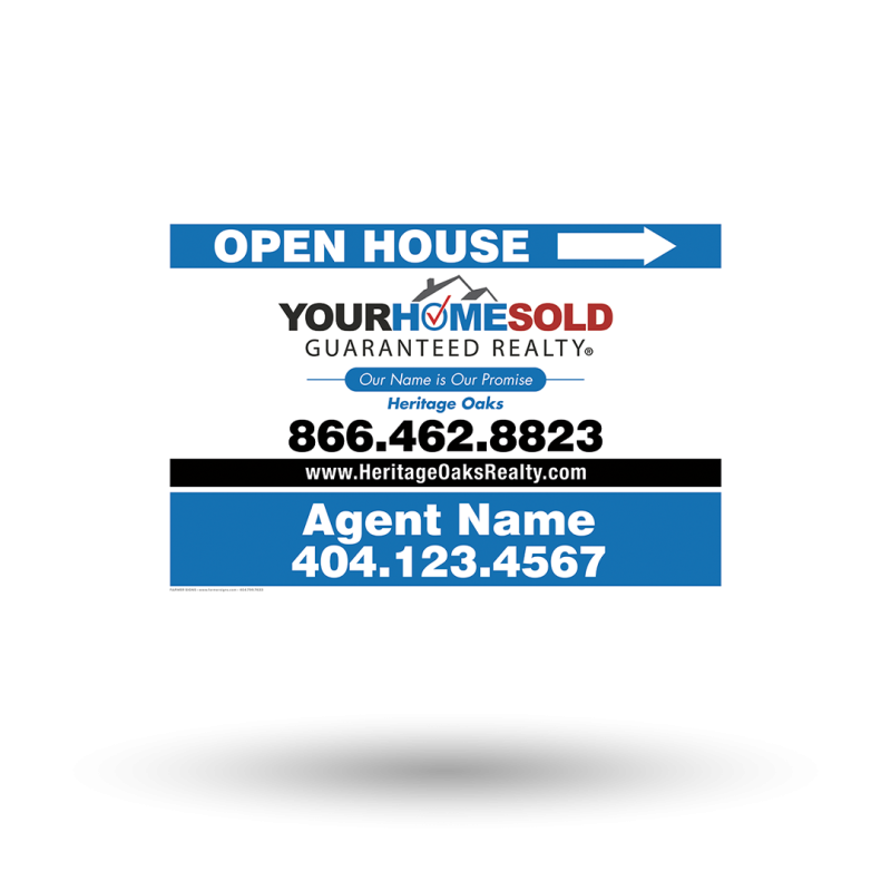 18"x12" Two-Sided Coroplast Sign Panels: Generic & Custom Printed Options for Heritage Oaks Realty