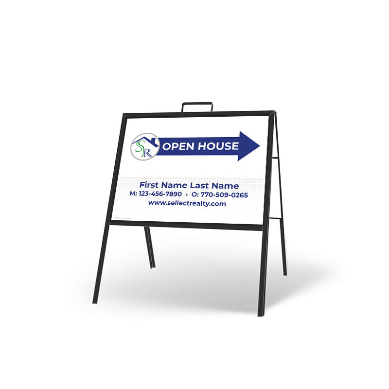 24" X 18" FOLDING "A" FRAME W/ TWO 24"X18" STYRENE CUSTOM PRINTED INSERTS For Sellect Realty