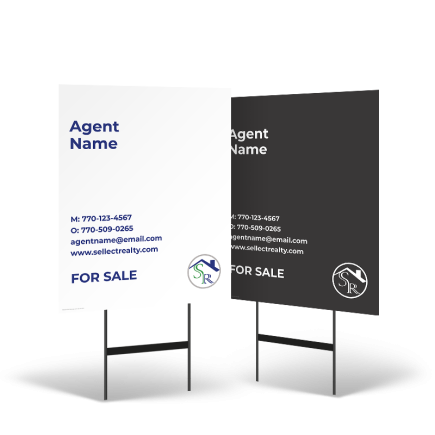 24"x30" Two-Sided Styrene/Reflective Yard Sign on Black Powder-Coated Stand for Sellect Realty