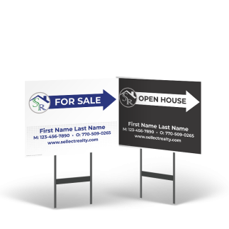18"x14" Two-Sided Styrene/Reflective Yard Sign on Black Powder-Coated Stand, Sellect Realty
