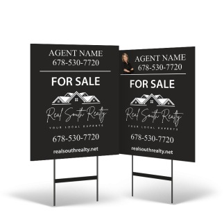 24"x30" Two-Sided Styrene/Reflective Yard Sign on Black Powder-Coated Stand for Real South Realty