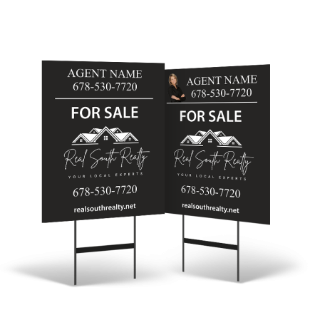 24"x30" Two-Sided Styrene/Reflective Yard Sign on Black Powder-Coated Stand for Real South Realty