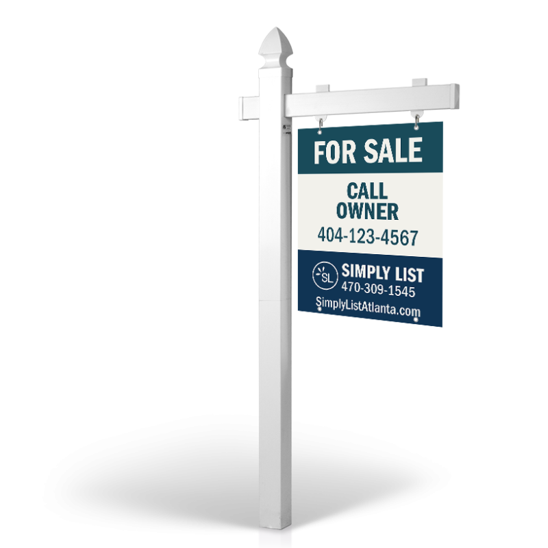 6' Easy Arm Post with 24"x30" Two-Sided Hanging Panels: Styrene, Aluminum, & Reflective Options for Simply List