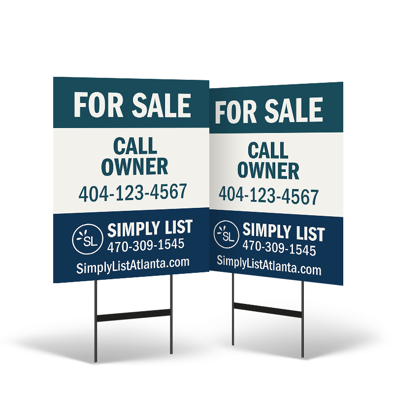 24"x30" Two-Sided Styrene/Reflective Yard Sign on Black Powder-Coated Stand for Simply List