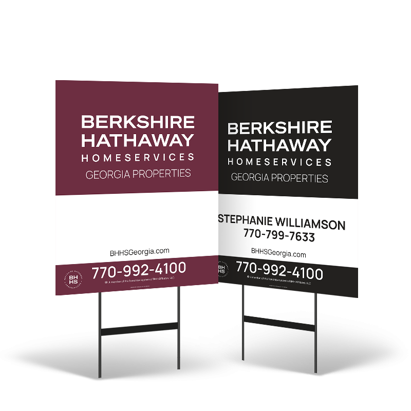 BHHS Georgia Properties 24x30 2-Sided Yard Sign: Standard & Reflective on Black Stand