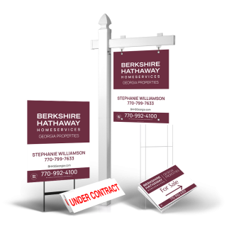 Grand Slam Package BHHS Georgia Properties: 6' Post, Two-Sided 24"x30" Panels, Directionals, Stakes, Clip-Ons